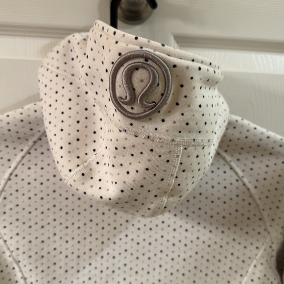 LULU White and Gray Polka Dot Zip-Up Hoodie - Picture 4 of 6